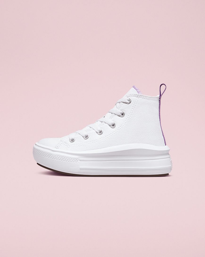 Dívčí Boty Na Platformy Converse Chuck Taylor All Star Move Vysoké Bílé Fialové Bílé | CZ YSAV28